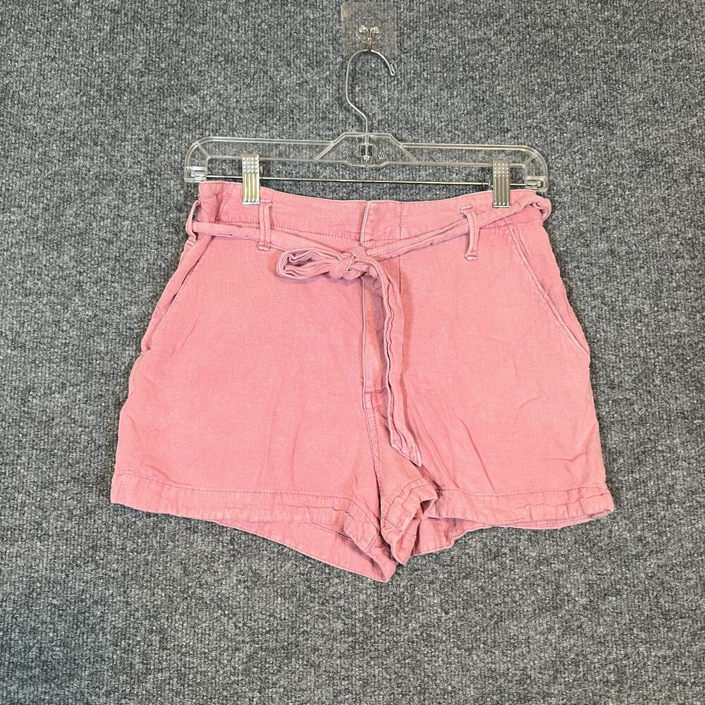 Abercrombie & Fitch Shorts Womens Small Pink Linen Blend High Rise Tie‎ Waist